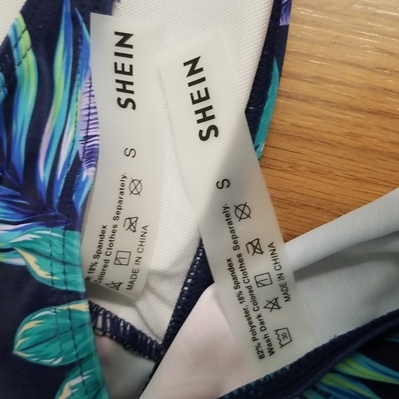 Shein Floral Bikini Top and Bottom Set Twist Top Padded Blue Womens Small - Picture 9 of 10